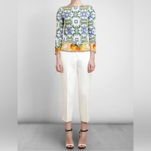 🔥Dolce & Gabbana RARE Silk Majolica print top Sz 38/XS pristine cond PriceFirm